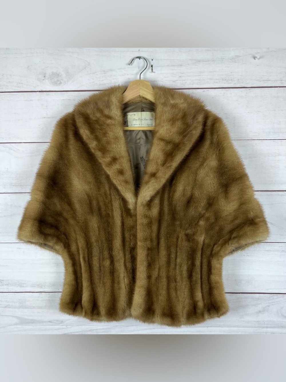 Stunning Vintage Brown Mink Fur Stole Wrap Coat Shawl 50s 60s